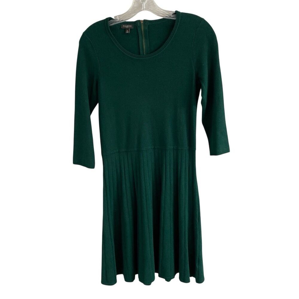 TALBOTS Woman’s Green Stretch Dress Size Small Petites SP 3/4 Sleeveless